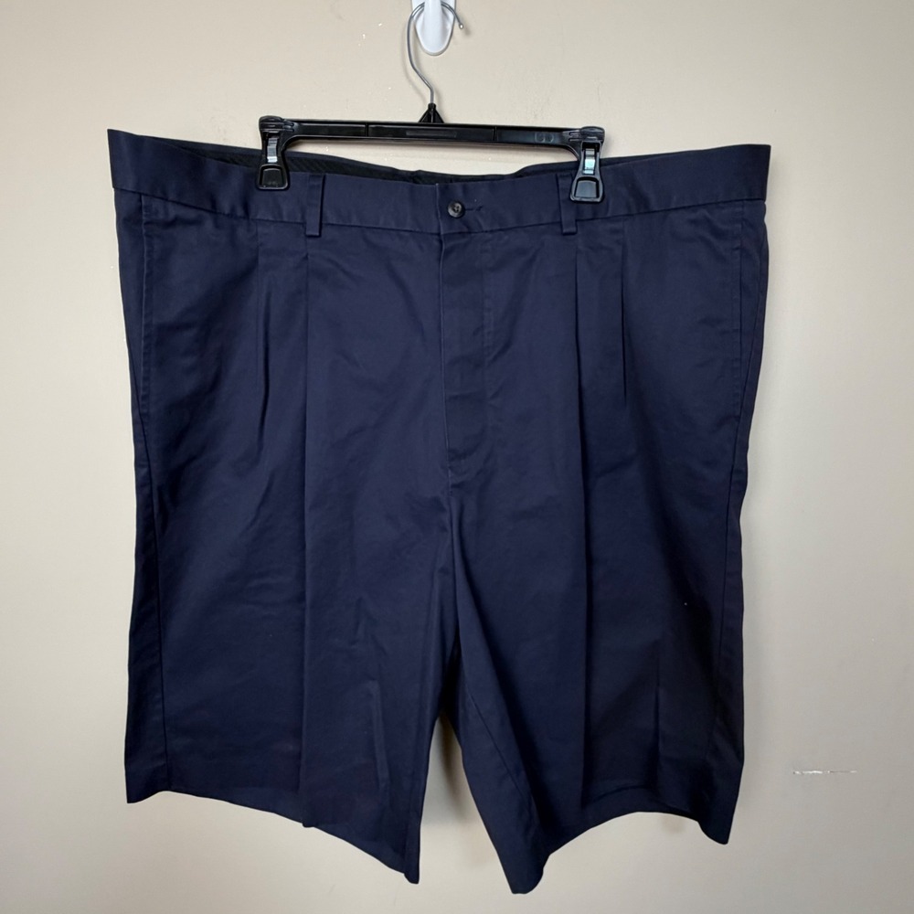 Rochester Mens Navy Blue 100% Pima Cotton Pleated Shorts Size 44 Big and Tall